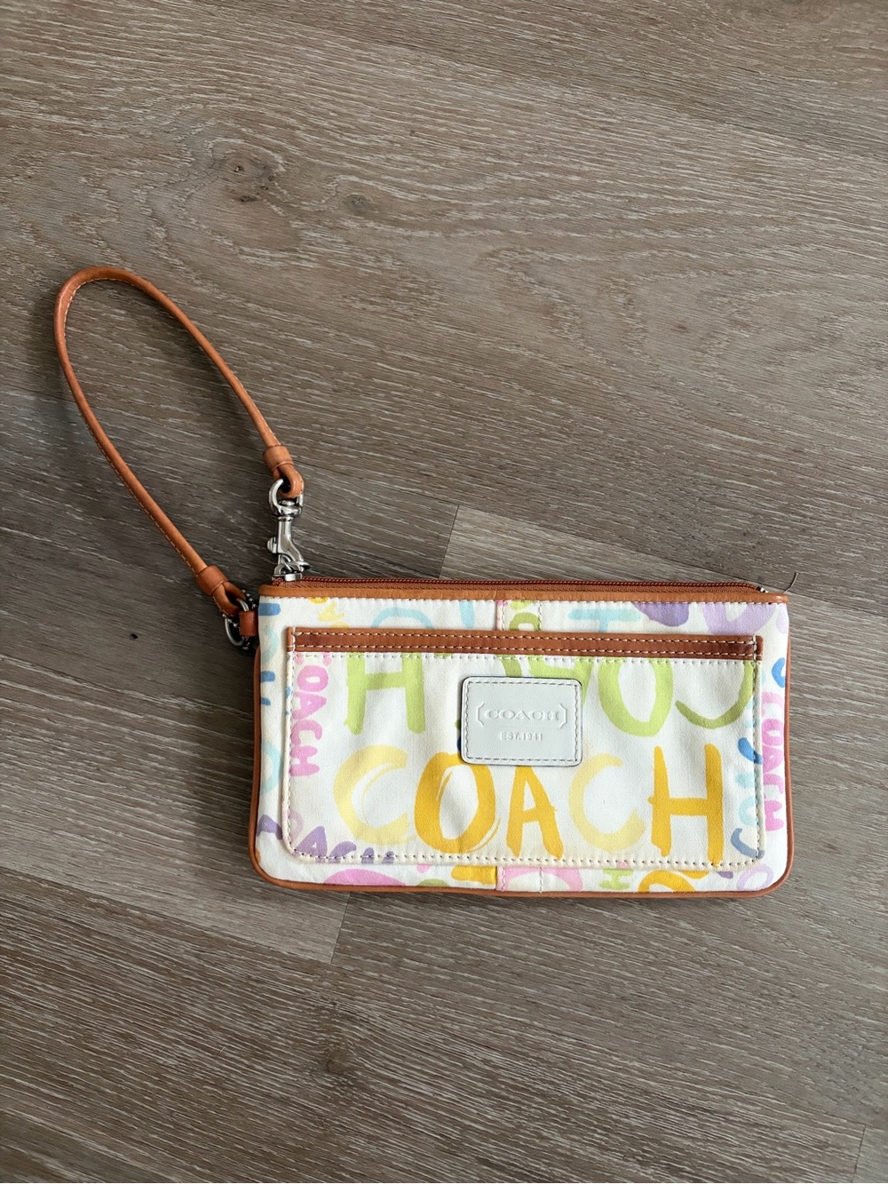 COACH Multicolor Graffiti Logo Wristlet